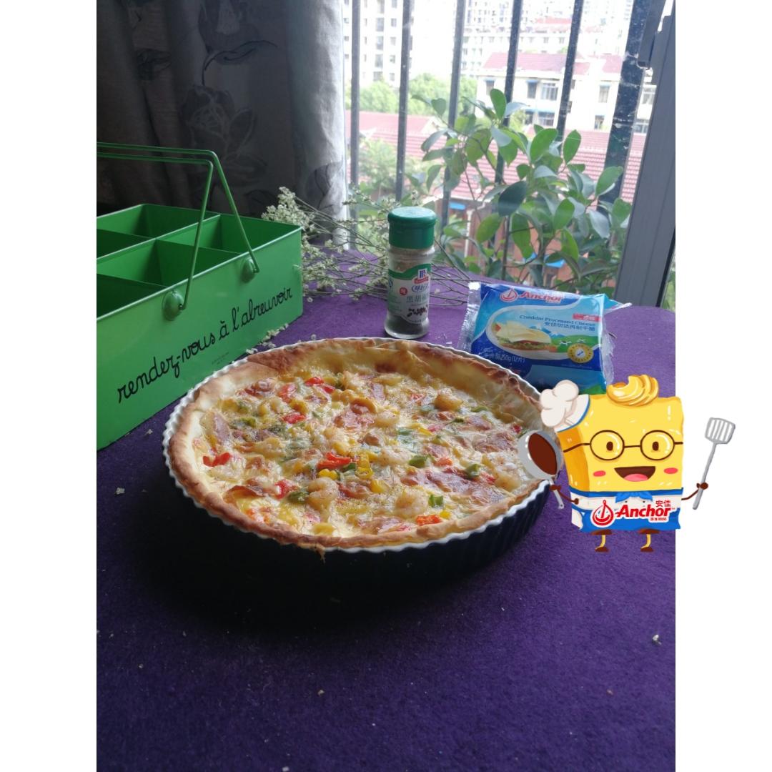 培根鲜虾披萨