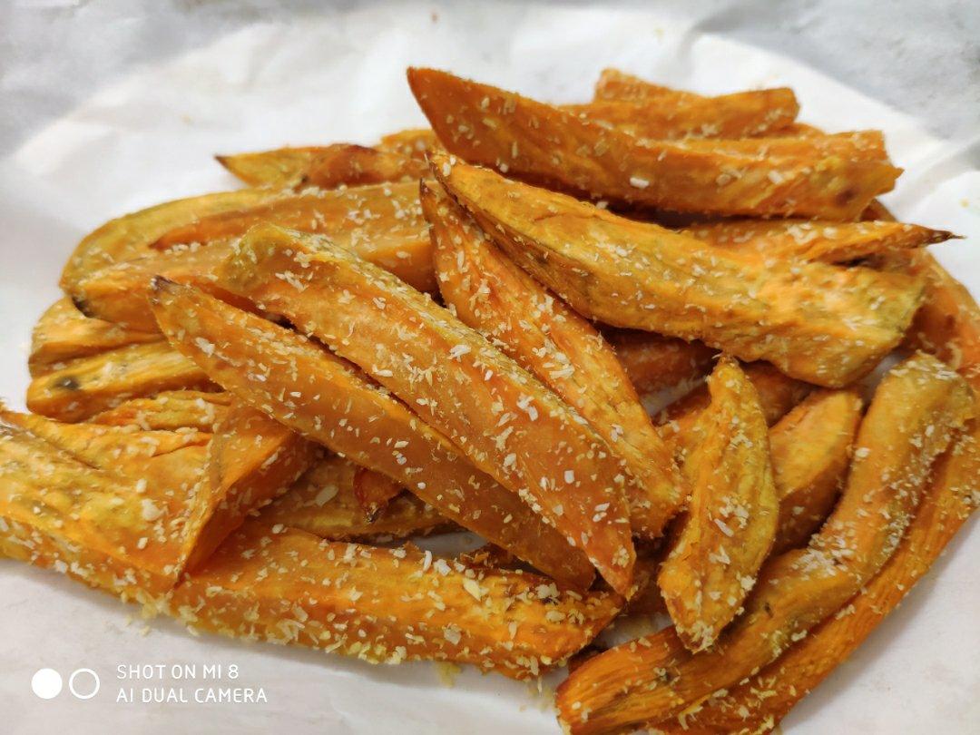 椰蓉烤红薯条（健康夜宵）