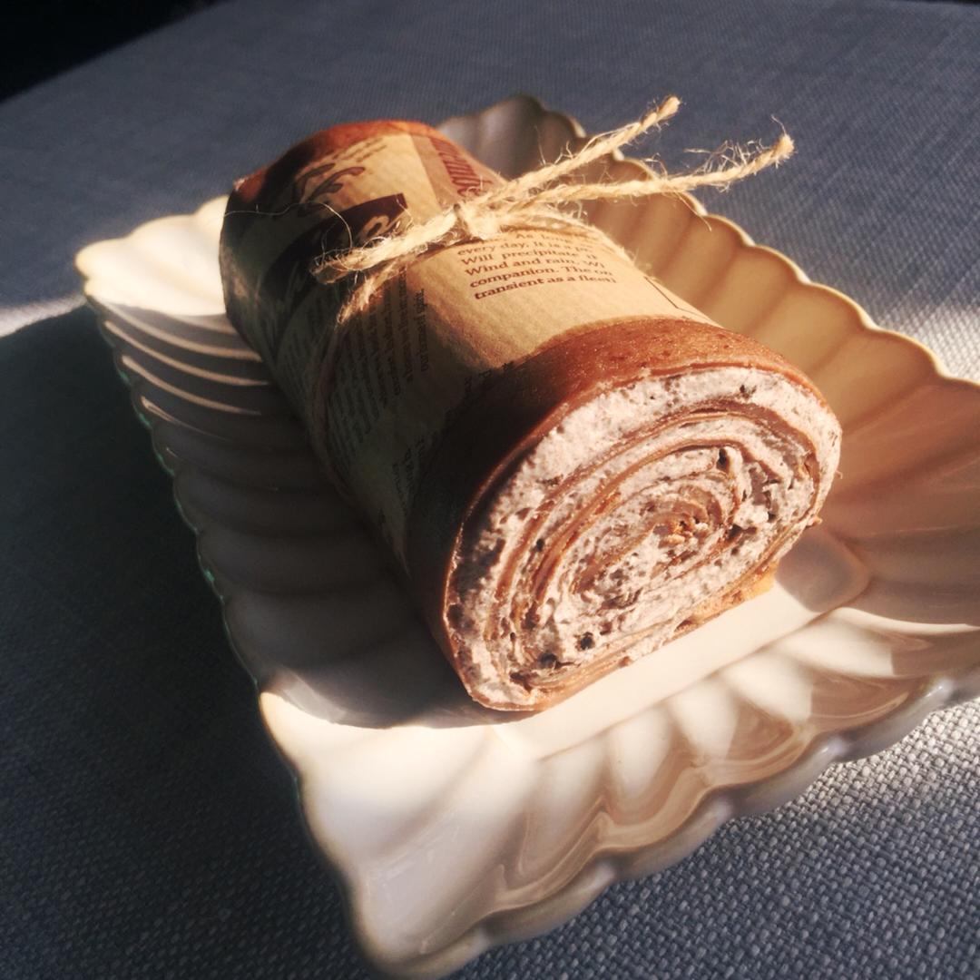千层毛巾卷，原味、抹茶、巧克力三种口味