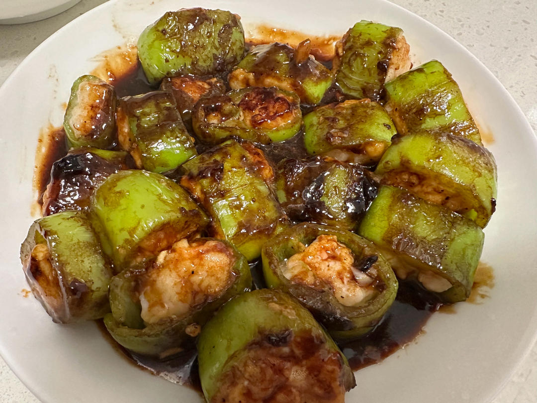 超下饭的青椒酿虾滑