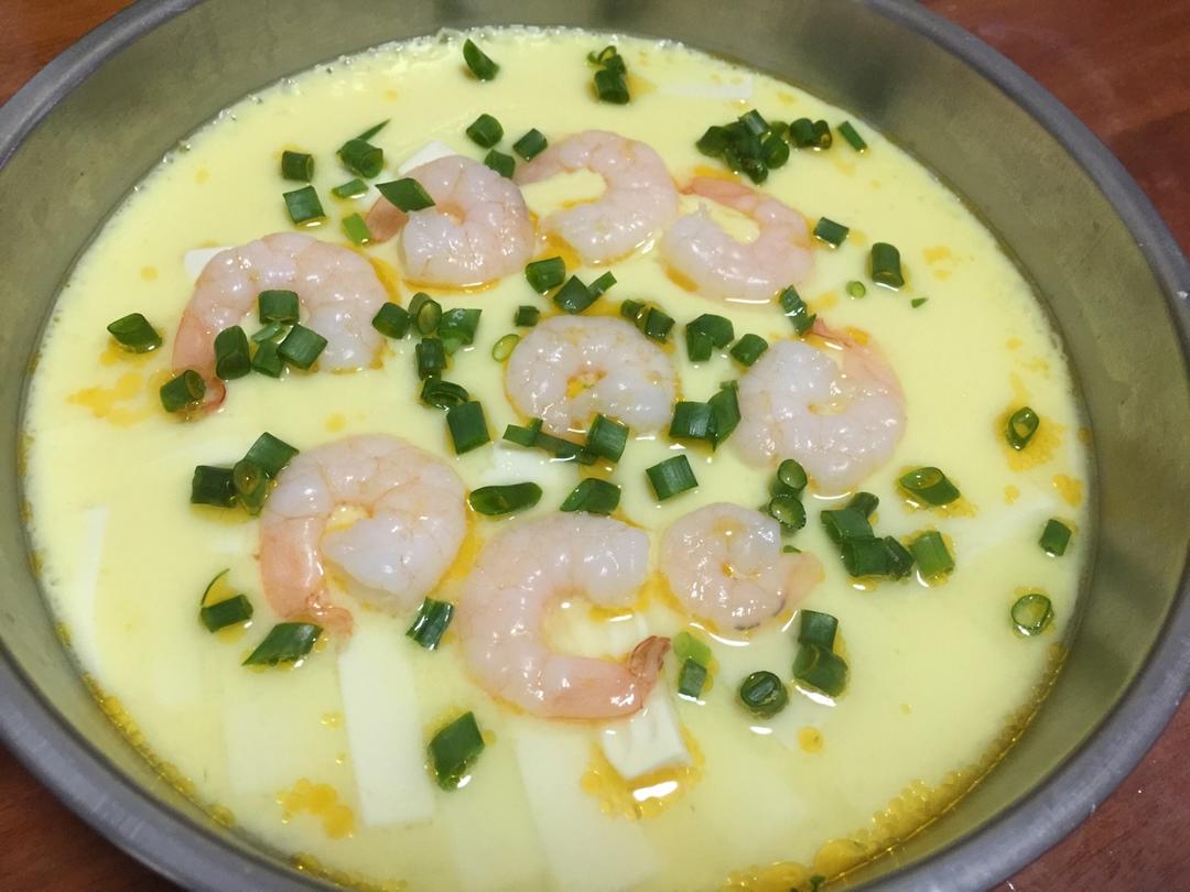 虾仁豆腐蒸水蛋