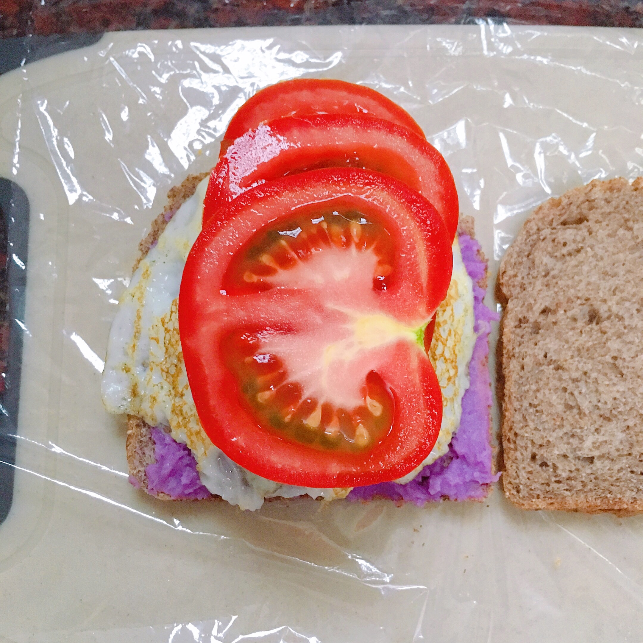 （我的减脂早餐28💕）『彩虹🌈三明治』牛油果山药紫薯鸡蛋的做法 步骤7