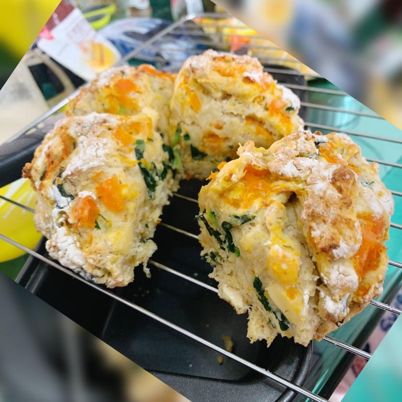 菠菜南瓜奶酪丹波面包丨健康·烘焙