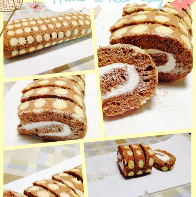 可可奶油波点蛋糕卷