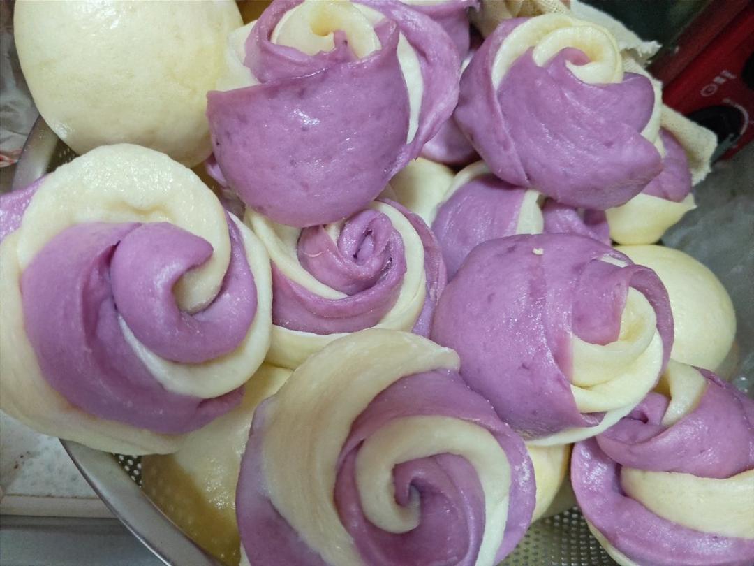 紫薯玫瑰花馒头