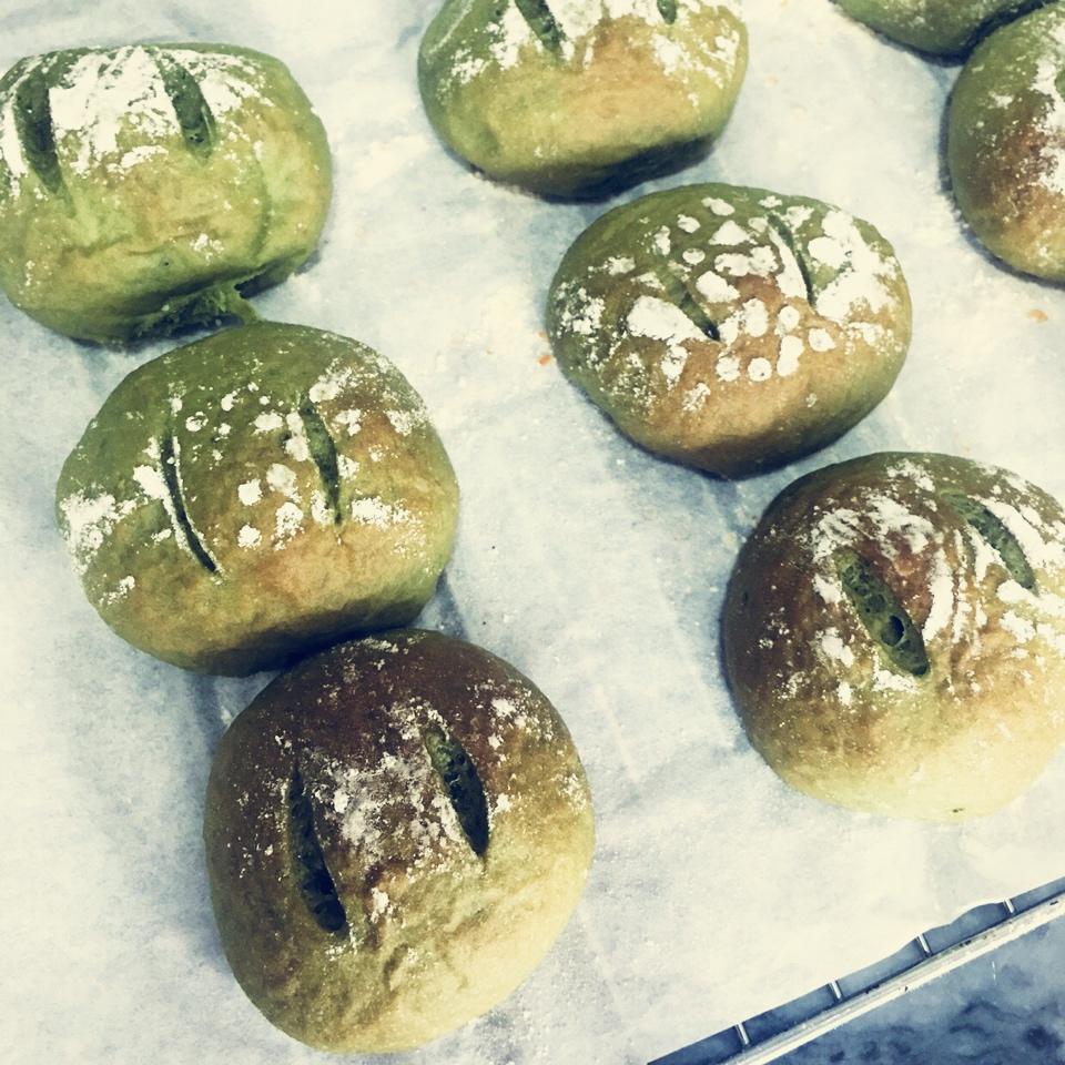 抹茶蜜豆面包