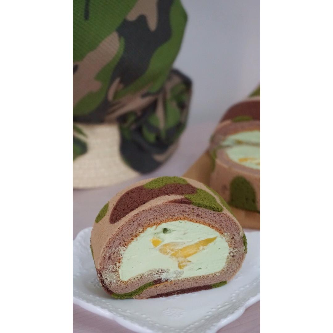 老公迷彩蛋糕卷-可可抹茶口味