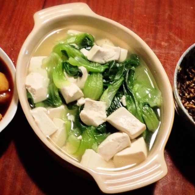 小杂草做的青菜豆腐汤