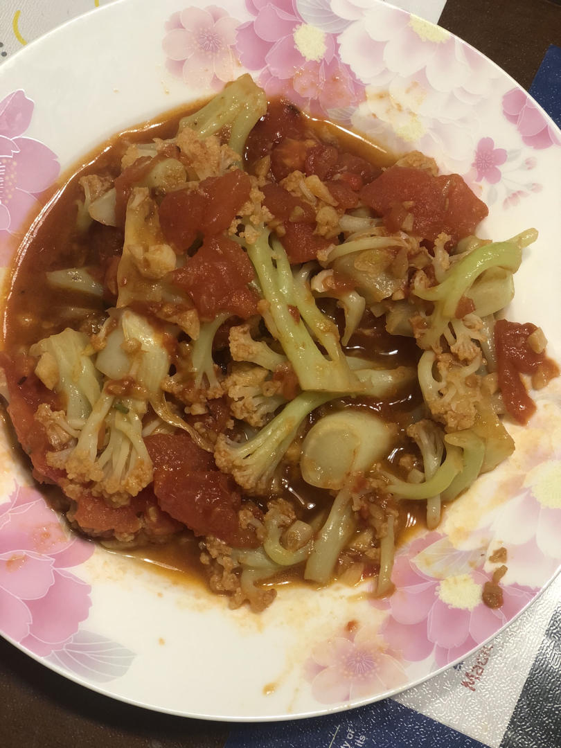 有机花菜炒西红柿