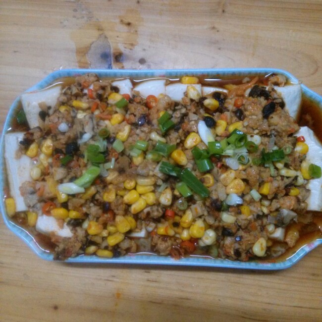 香辣肉末蒸豆腐
