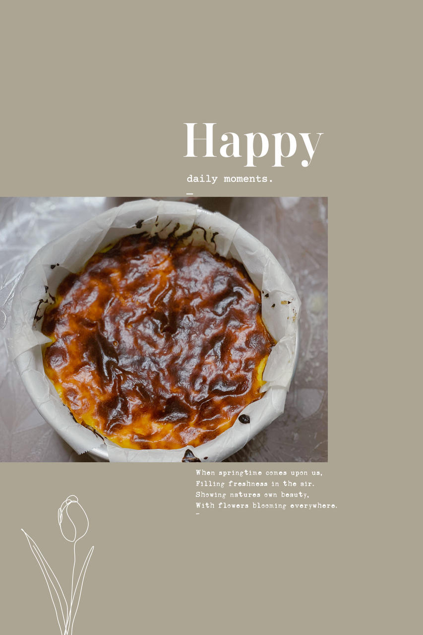 快手的网红basque cheesecake巴斯克焦芝士蛋糕