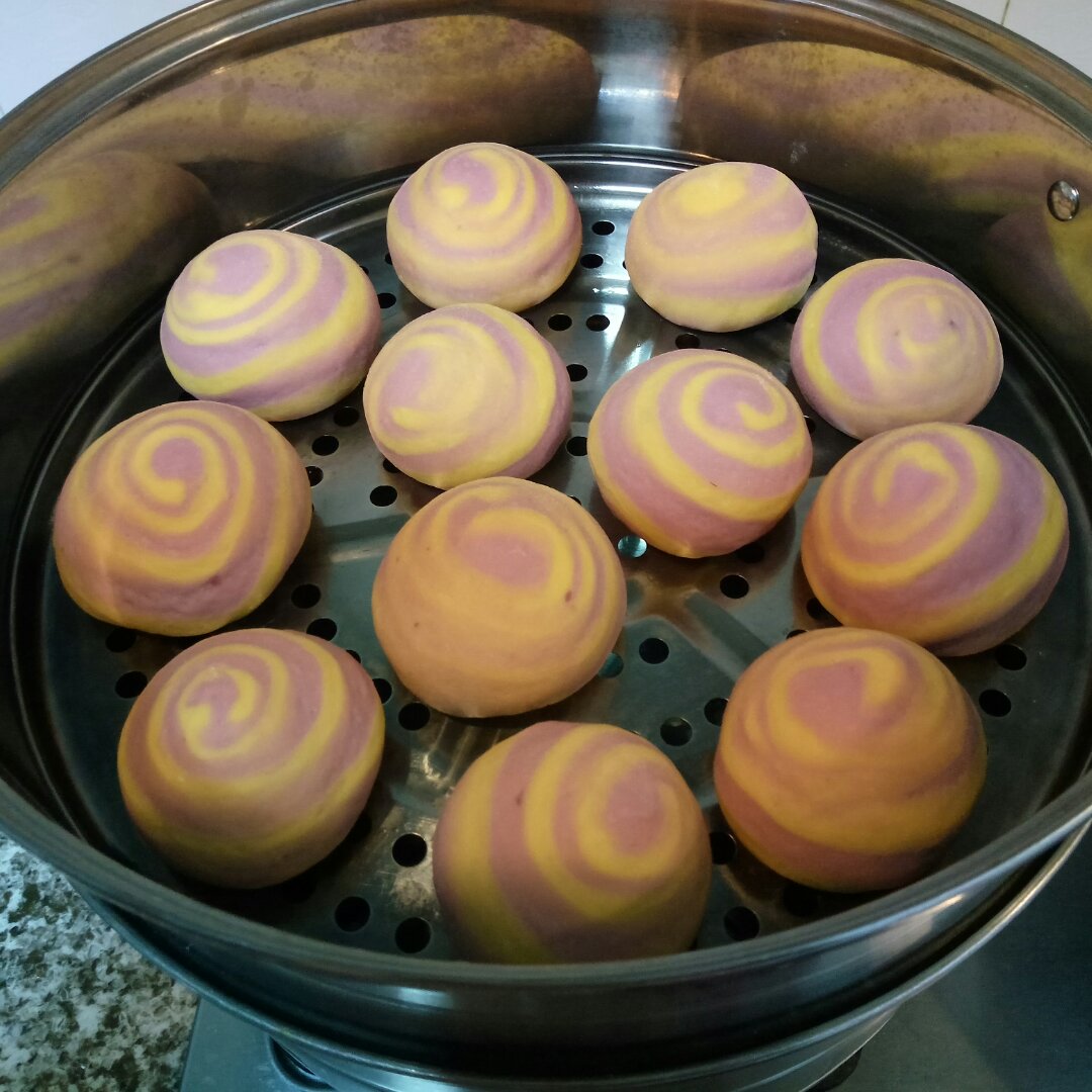 紫薯、南瓜螺旋馒头