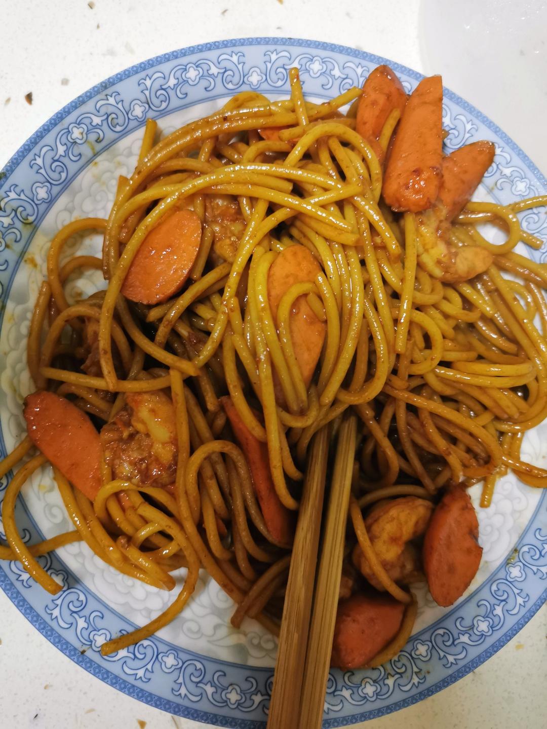 🔥爆好吃的黑椒虾仁炒乌冬面㊙️吃一口就沦陷❗️