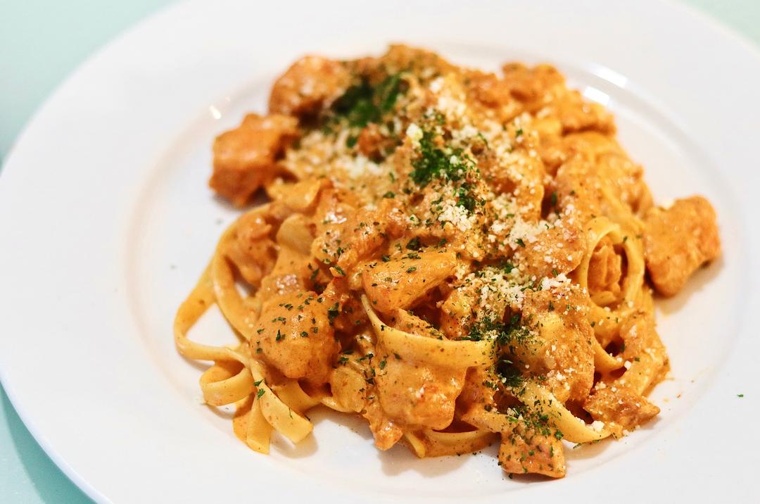 0失败韩式辣奶油鸡肉意面🍝满足感爆棚一人食