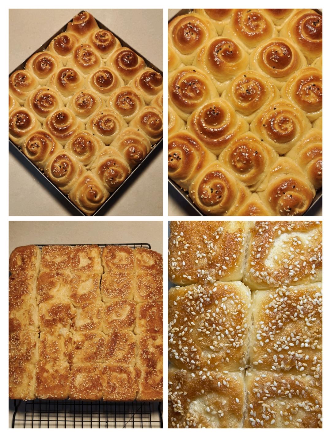 一次发酵的蜂蜜脆底小面包