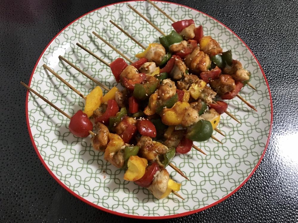 烤彩椒鸡肉串