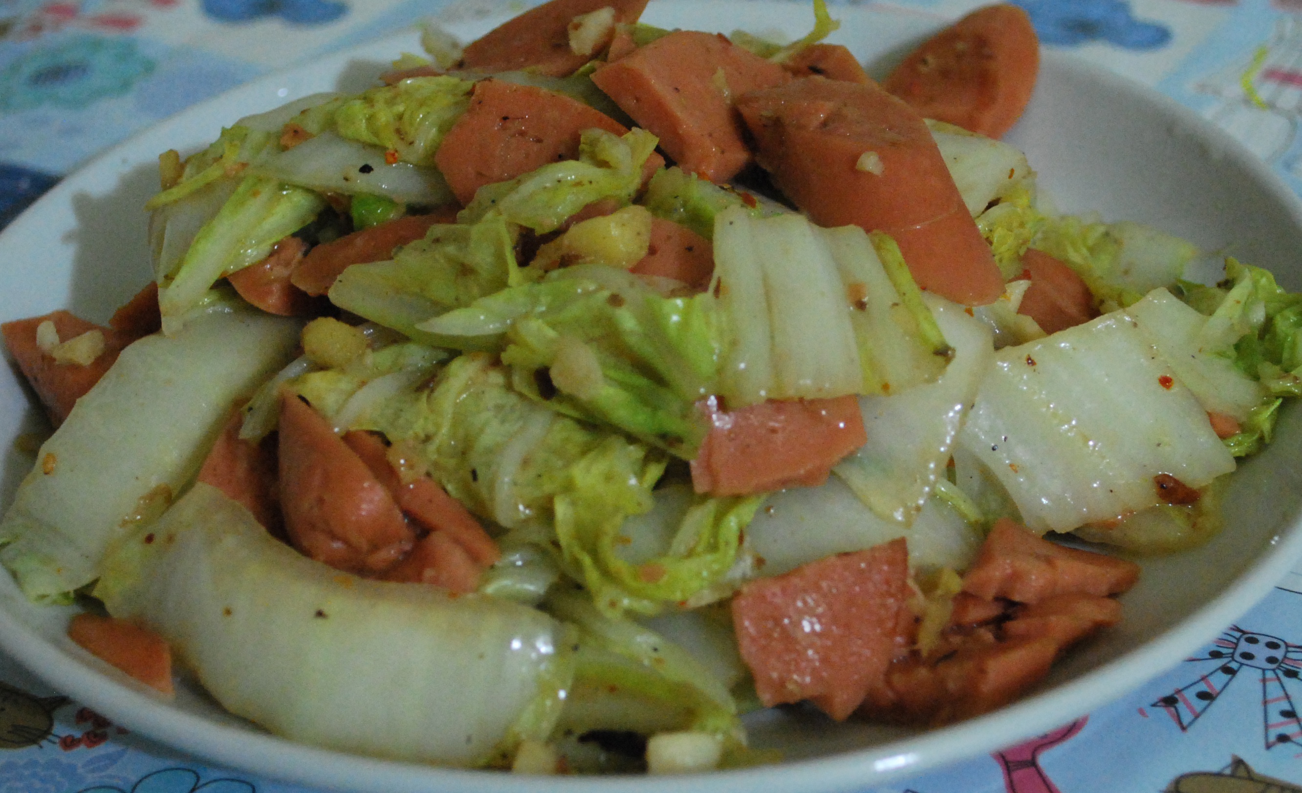 白菜木耳炒火腿
