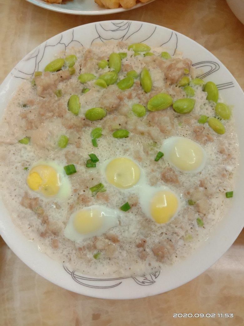 干蒸肉沫毛豆米汤