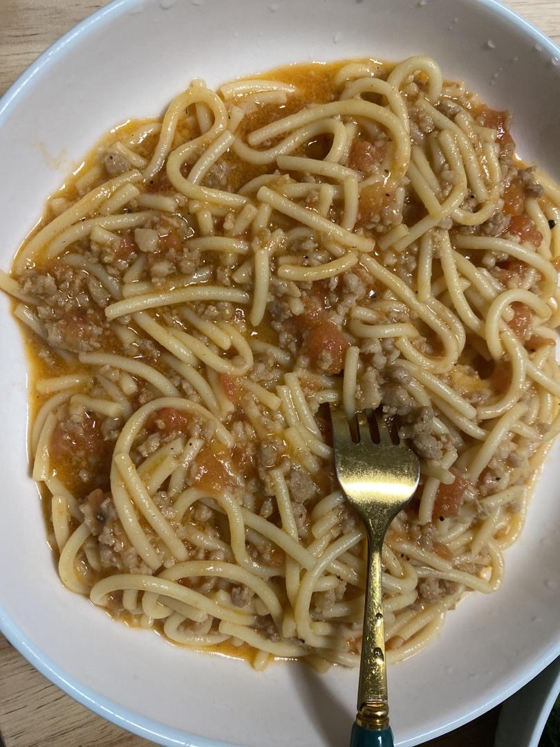 （完胜必胜客的）番茄肉酱意大利面～