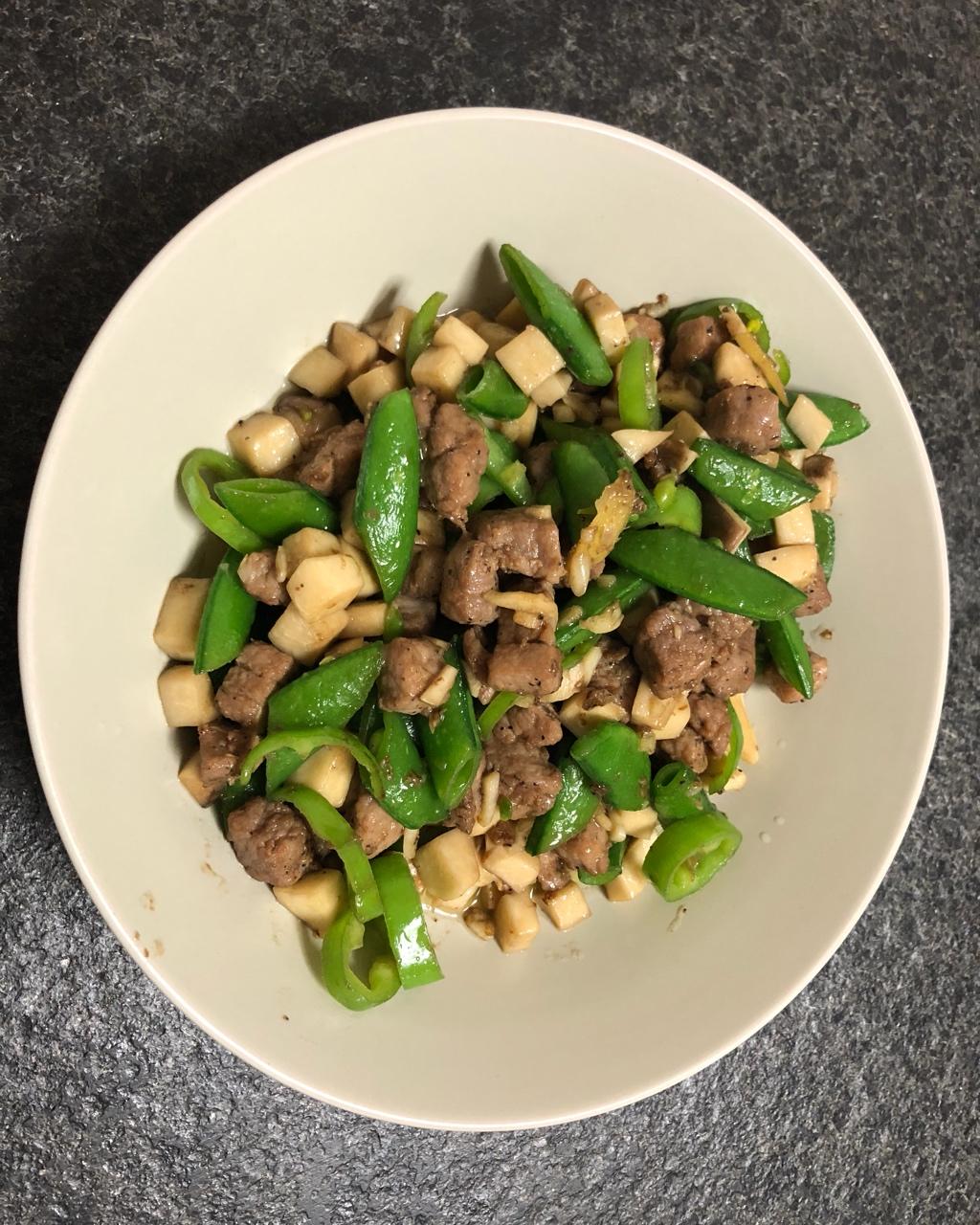 黑椒杏鲍菇牛肉粒