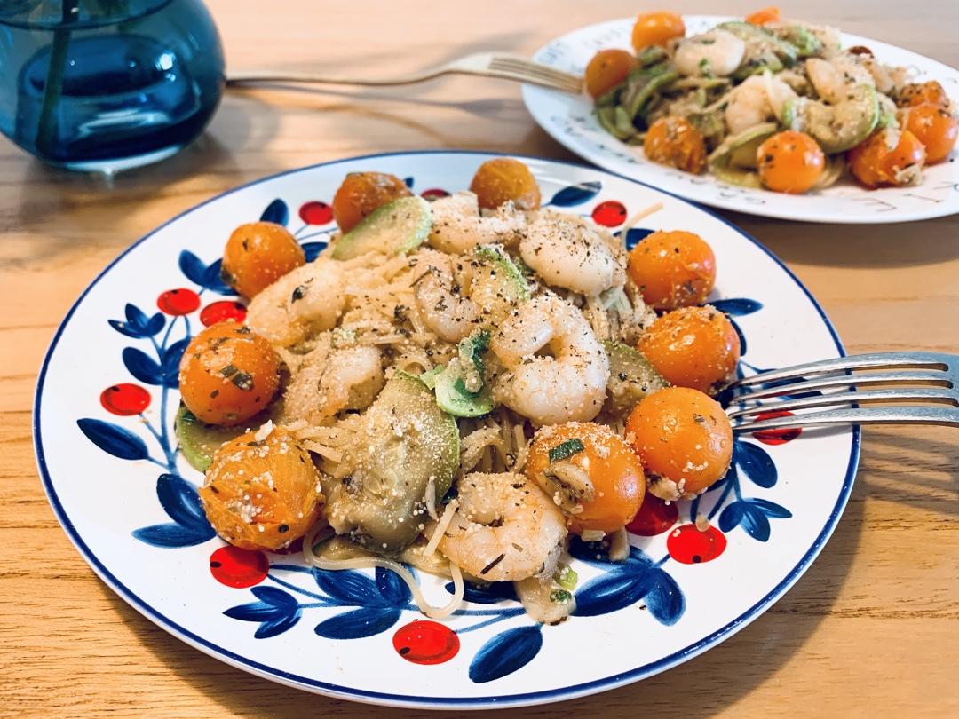 鲜虾番茄意大利面