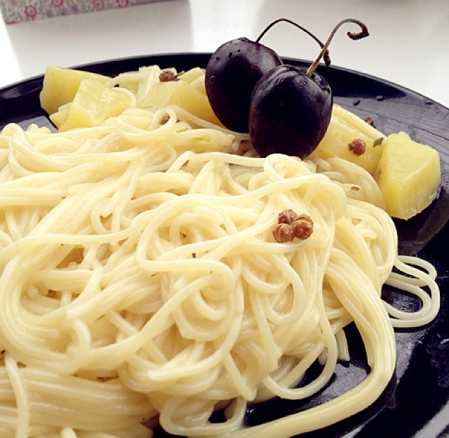 fong秋秋做的白酱蘑菇培根意大利面