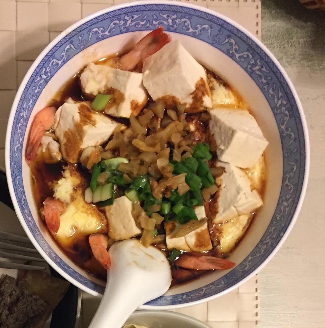 虾仁豆腐蒸水蛋