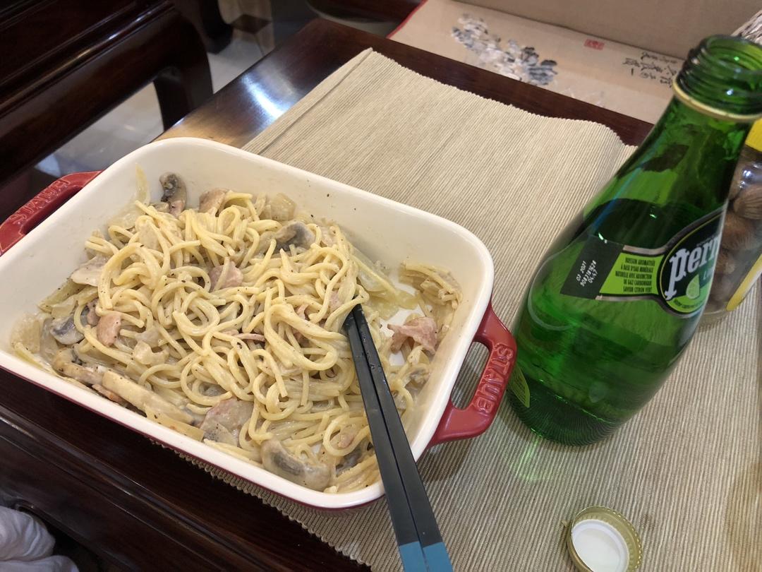 低卡伪白酱奶油培根蘑菇意大利面｜#Healthymeals# 减脂必撸02