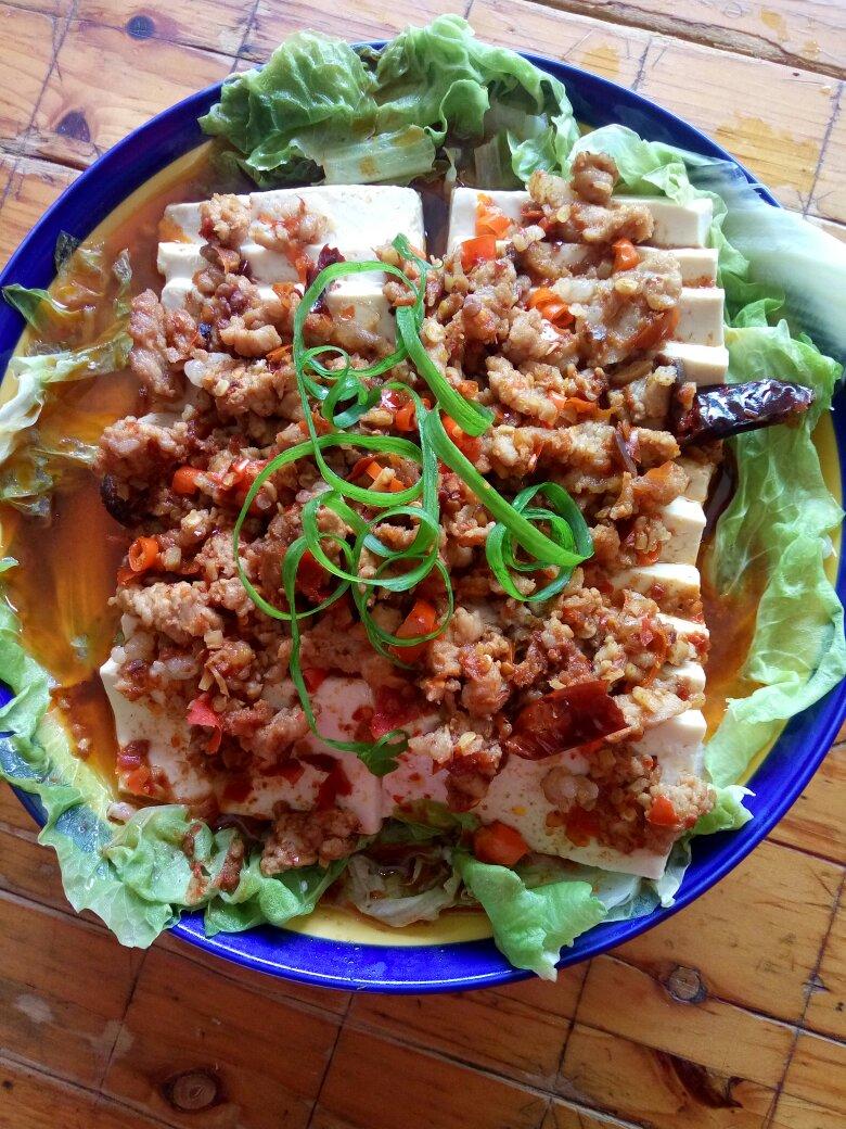香辣肉末蒸豆腐
