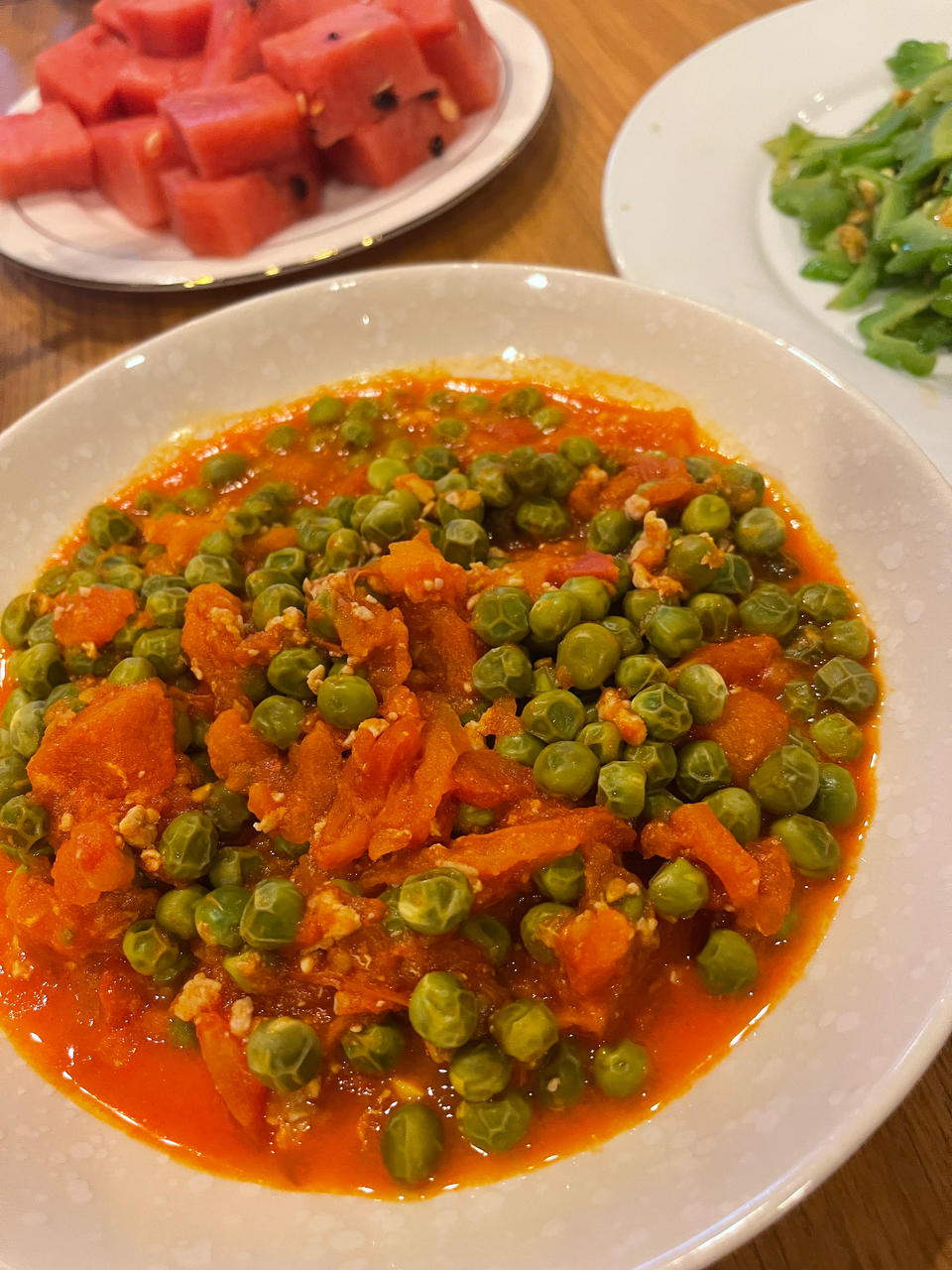 番茄豌豆炒鸡蛋