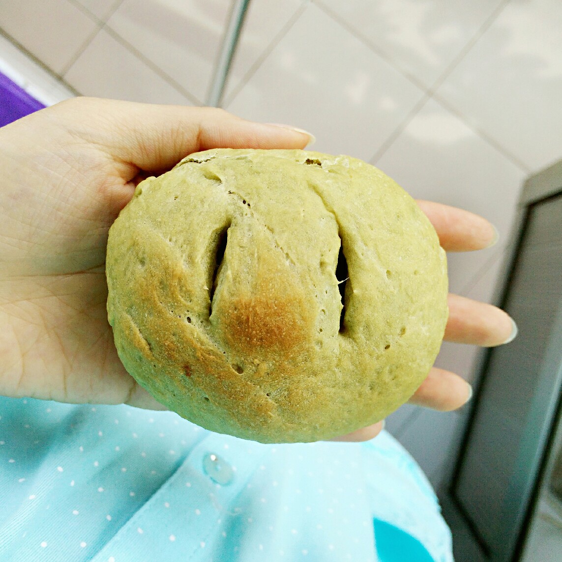 抹茶豆沙小面包（无油脂）