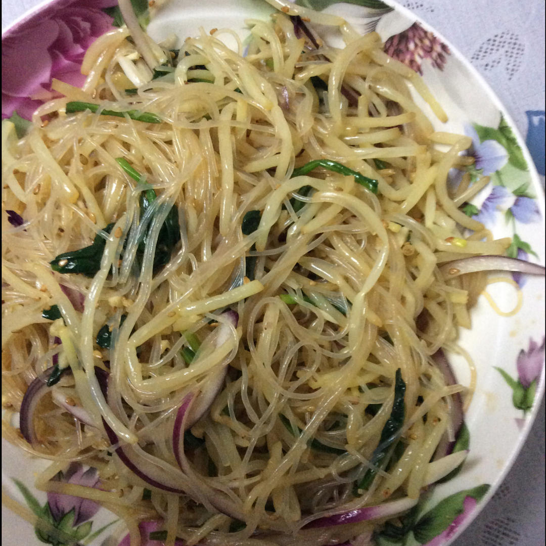 豆芽菠菜拌粉丝