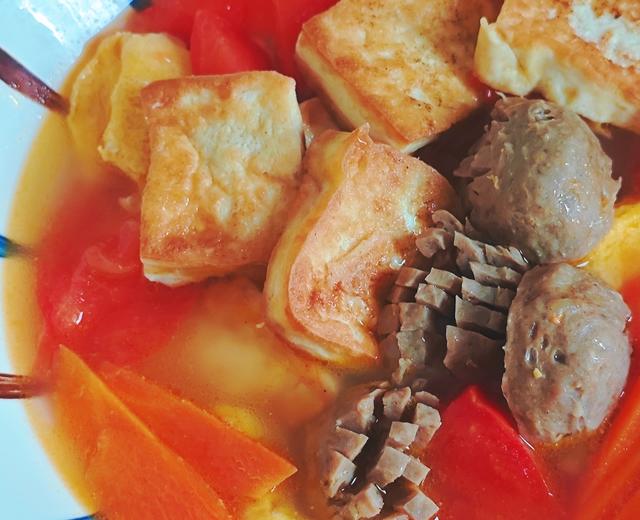 番茄豆腐牛丸汤的做法