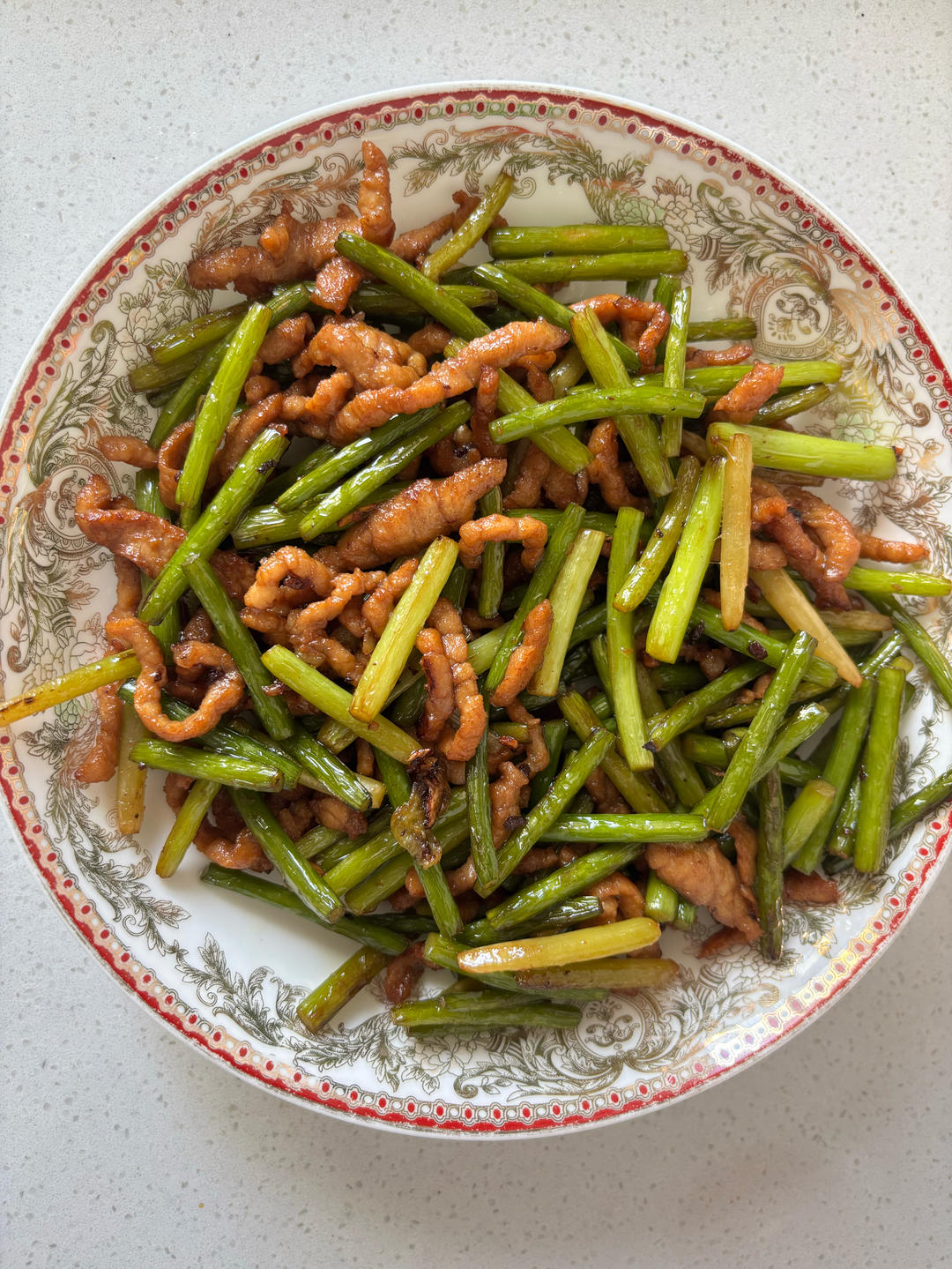 蒜苔炒肉丝
