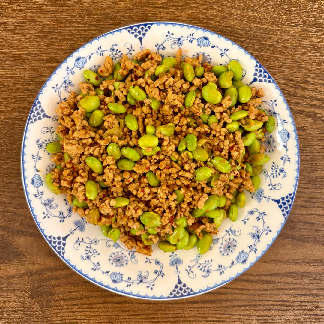 毛豆米炒肉沫