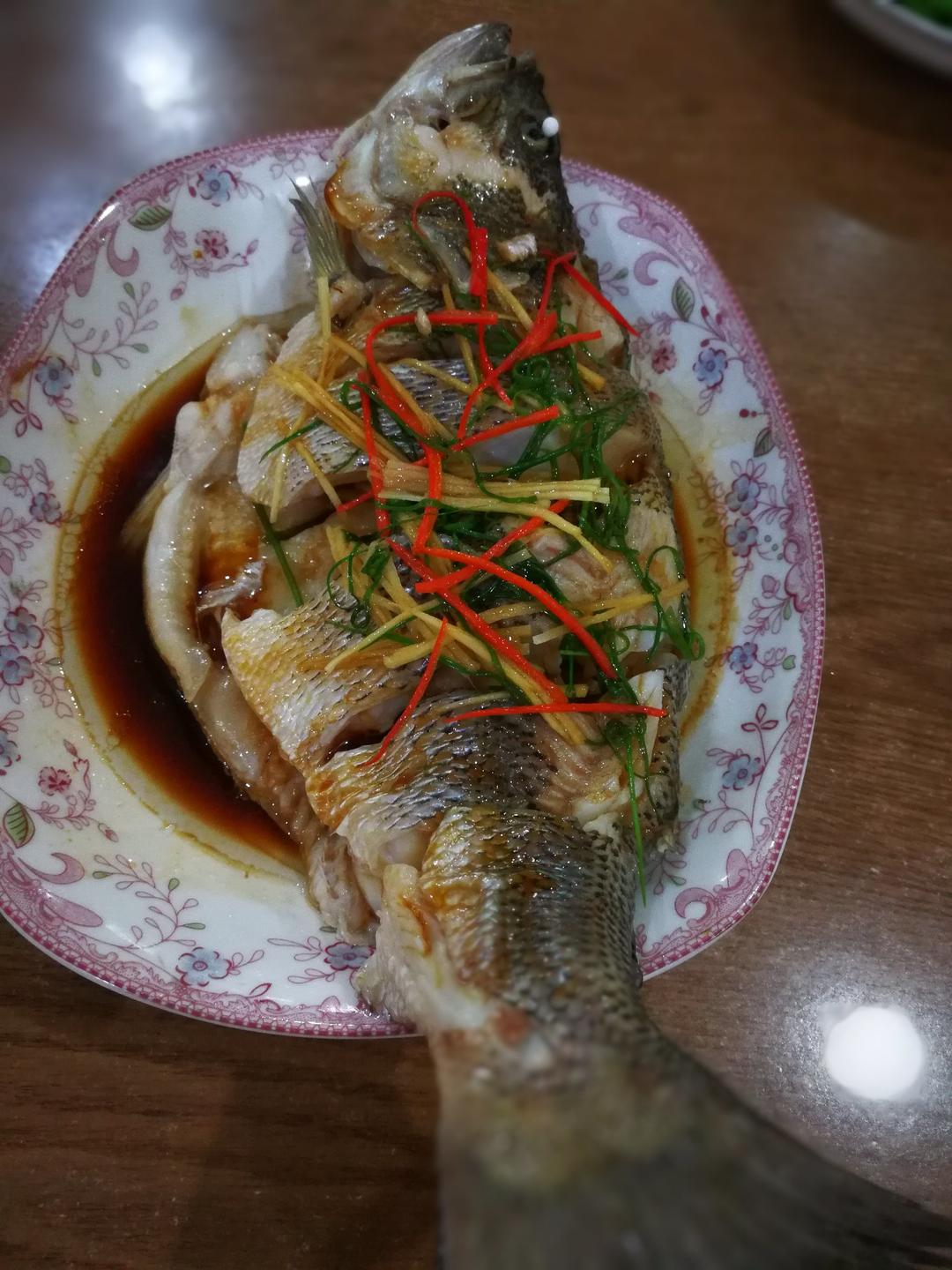 爱学习的蓝色天空做的超入味清蒸鱼～清蒸鲈鱼桂花鱼(家常独创)