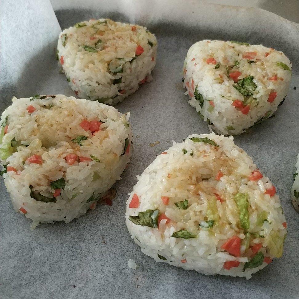 培根青菜烤饭团