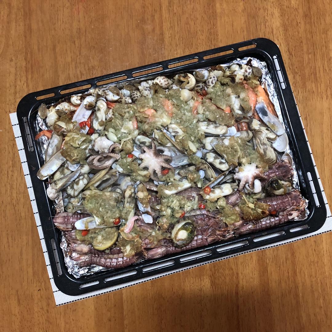 蒜香吮指海鲜大咖——松下NU-JK200W大蒸烤箱食谱
