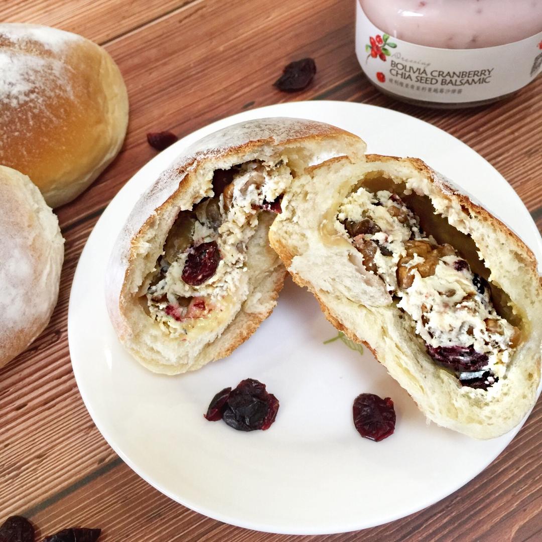 蔓越莓核桃软欧（轻松一次发酵）
