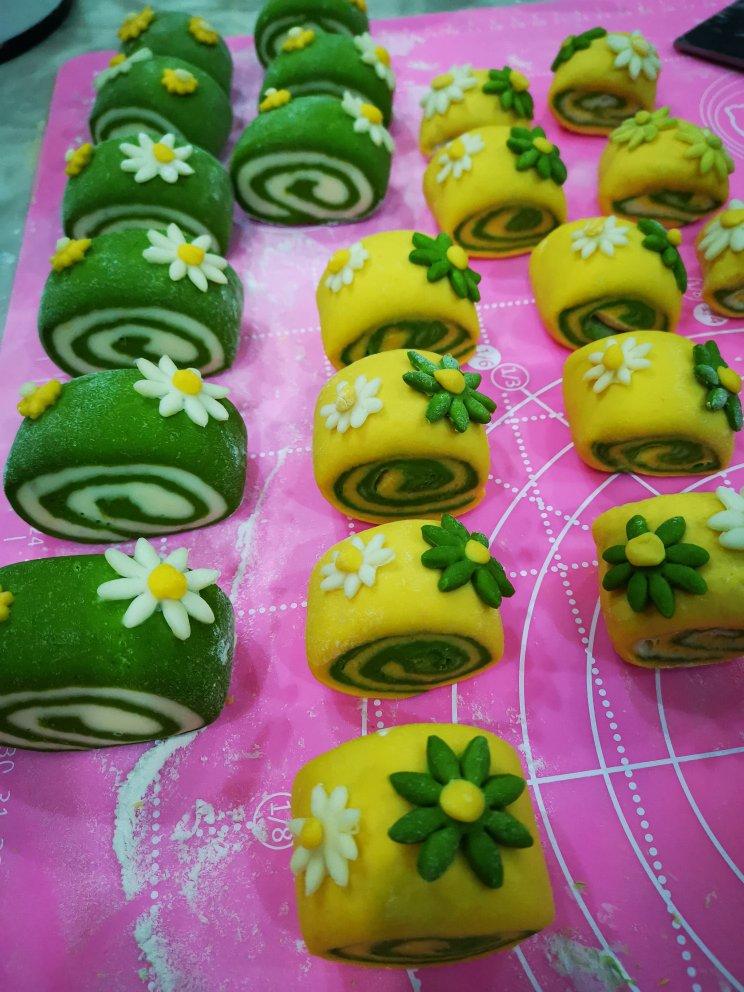 双色馒头‼️菠菜奶香馒头