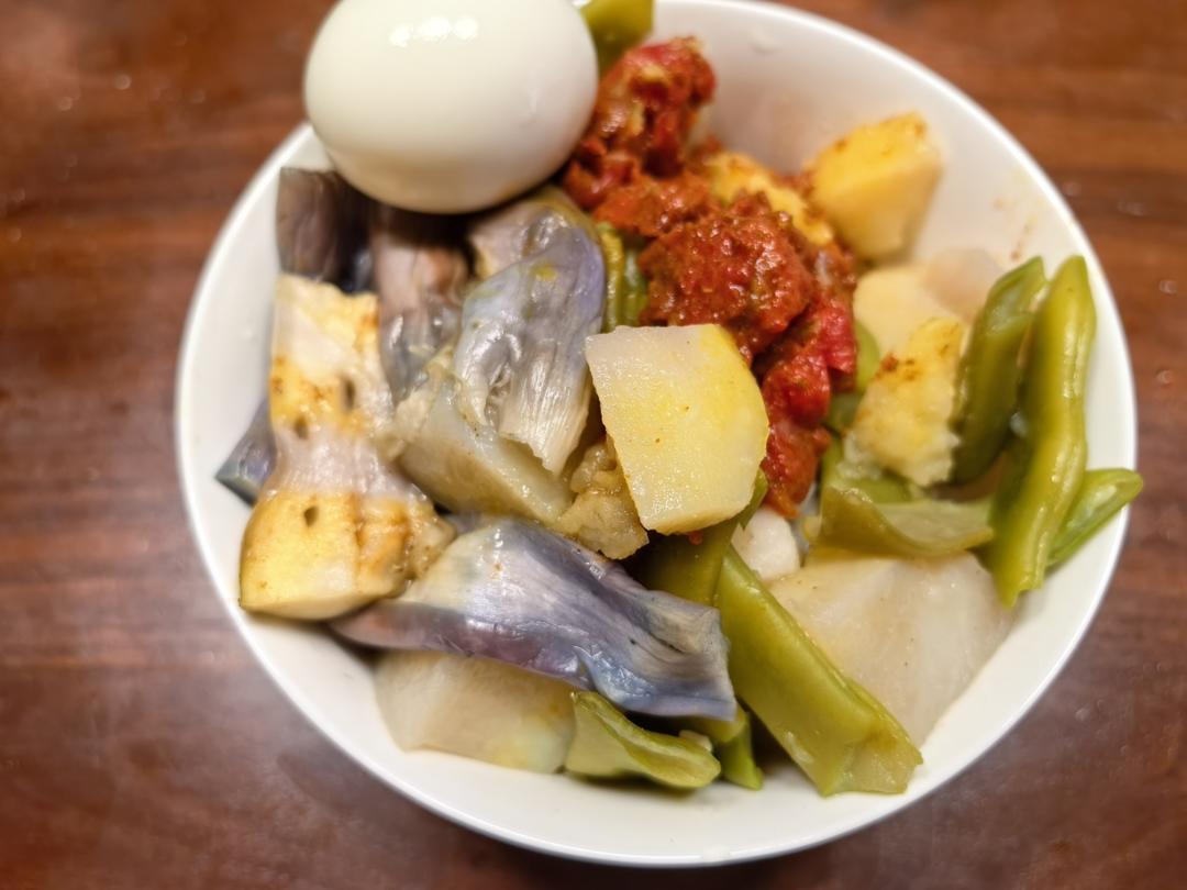 凉拌地三鲜（茄子，土豆，豆角）妈妈牌，快手低脂餐，2人量
