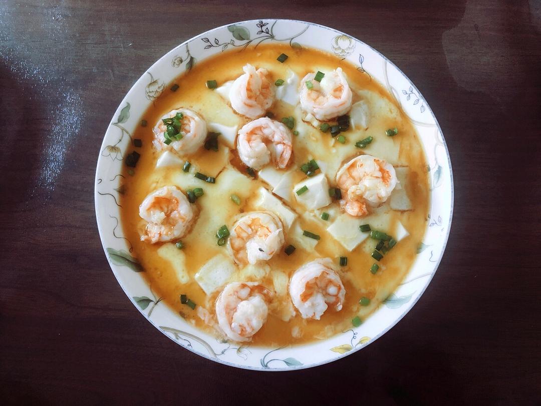 虾仁豆腐蒸水蛋