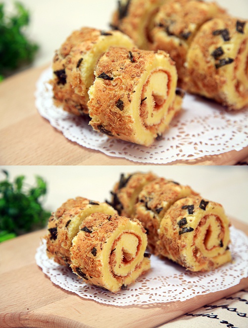 冬日馒头君做的海苔芝麻肉松卷