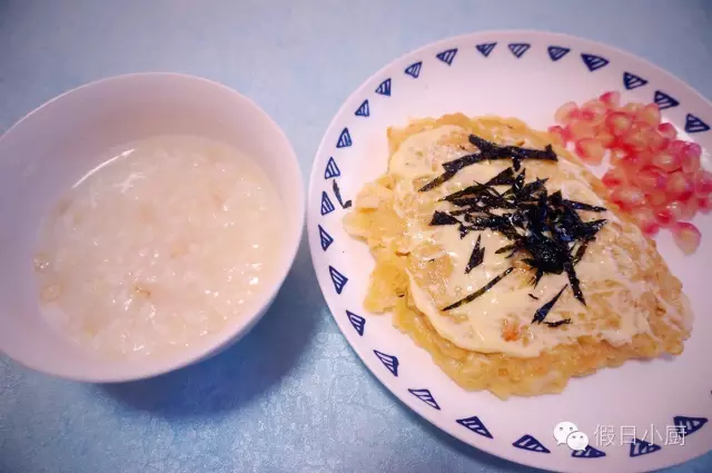 宝宝营养早餐-杂粮粥、大阪烧配石榴的做法