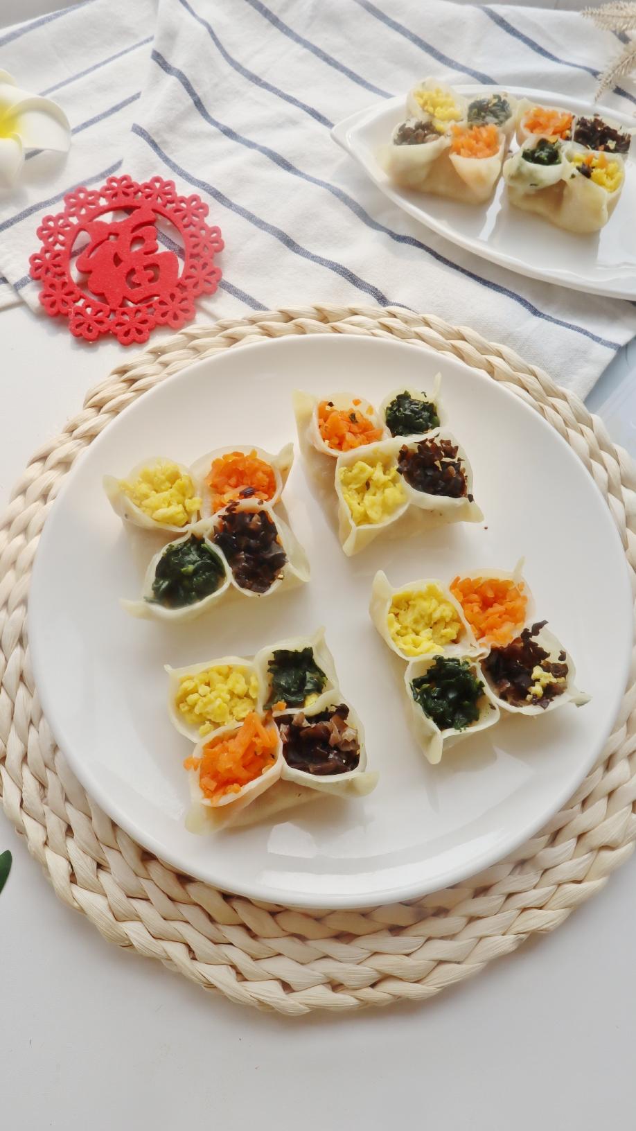 喜庆年菜四喜蒸饺❗️颜色夺目皮薄馅嫩❗️做法超详细的做法