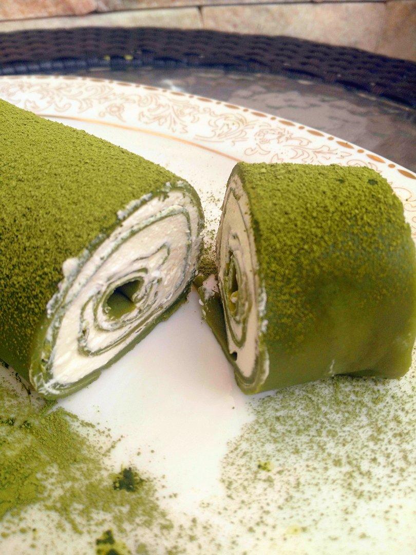 xiangyu82做的网红食谱│抹茶毛巾卷