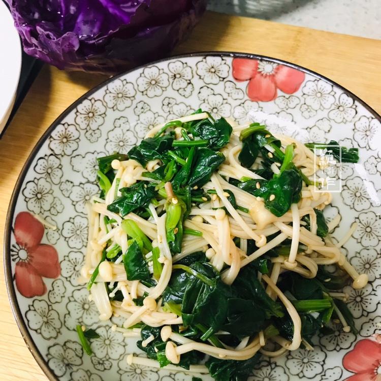 凉拌菠菜金针菇