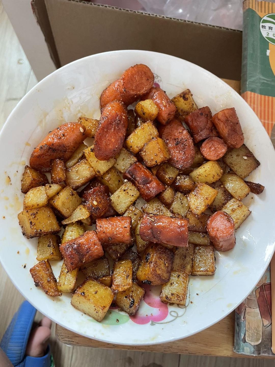 烧烤风味的土豆小香肠