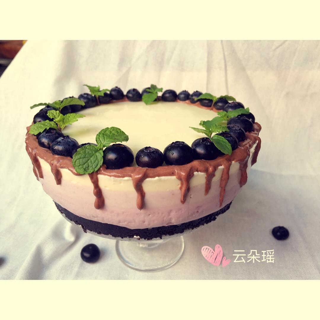 渐变蓝莓冻芝士蛋糕（免烤）