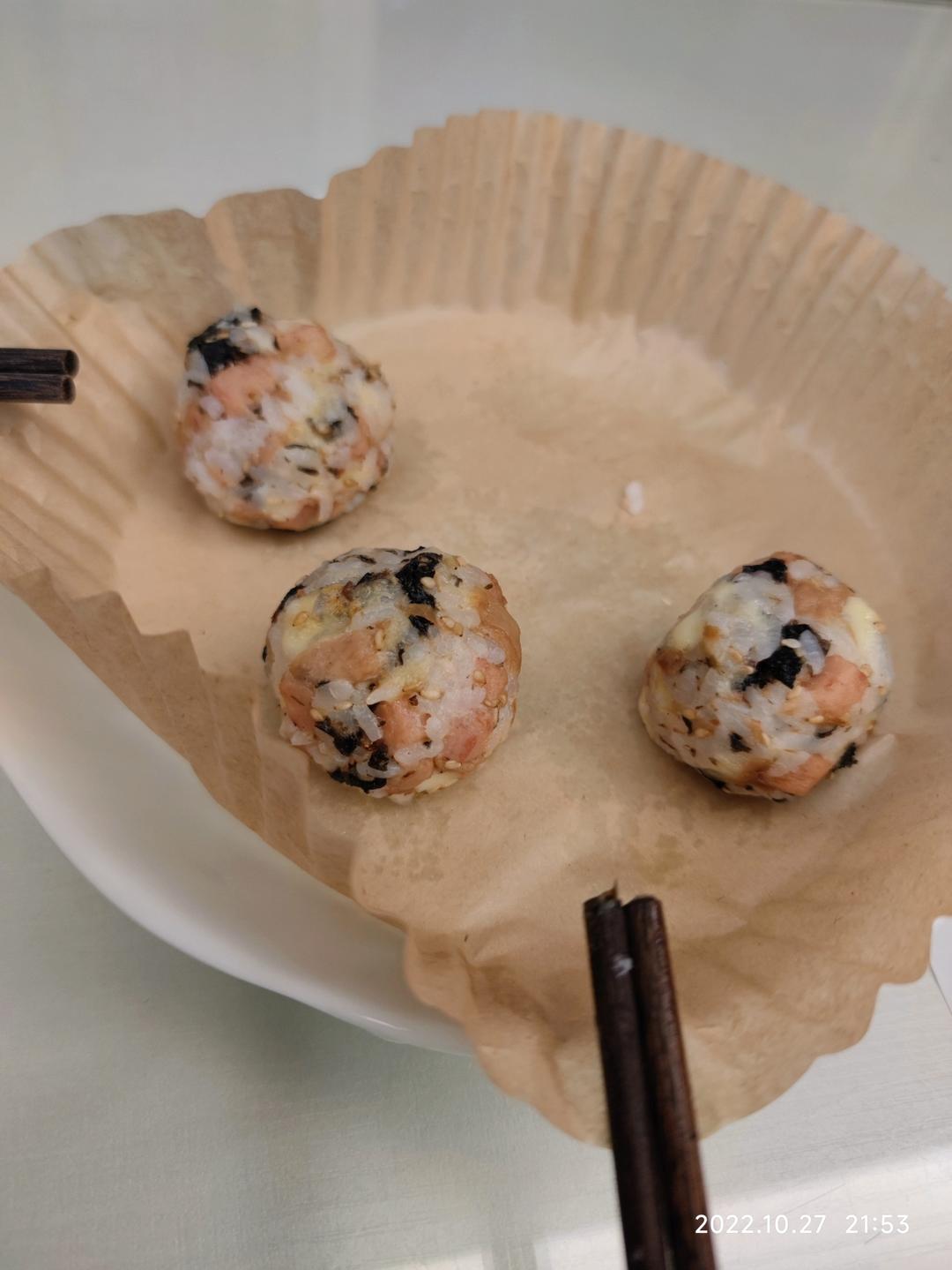 空气炸锅【芝士烤饭团】消灭剩饭